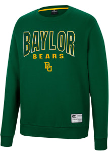 Colosseum Baylor Bears Mens Green Scholarship Fleece Long Sleeve Crew Sweatshirt
