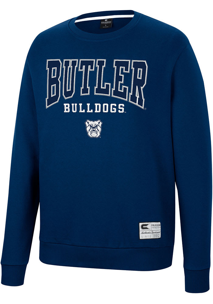 Colosseum Butler Bulldogs Mens Navy Blue Scholarship Fleece Long Sleeve Crew Sweatshirt