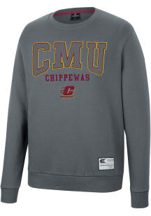 Colosseum Central Michigan Chippewas Mens Charcoal Scholarship Fleece Long Sleeve Crew Sweatshir..