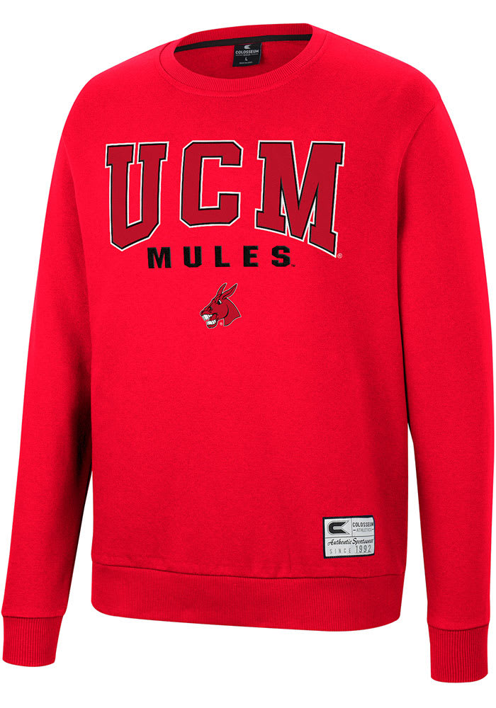 Colosseum Central Missouri Mules Mens Red Scholarship Fleece Long Sleeve Crew Sweatshirt