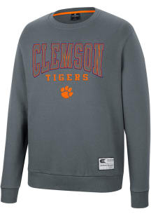 Colosseum Clemson Tigers Mens Charcoal Scholarship Fleece Long Sleeve Crew Sweatshirt