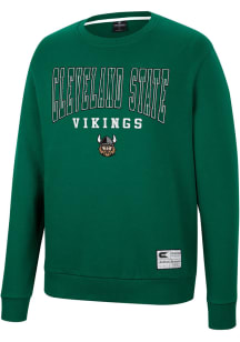 Colosseum Cleveland State Vikings Mens Green Scholarship Fleece Long Sleeve Crew Sweatshirt