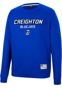 Colosseum Creighton Bluejays Mens Blue Scholarship Fleece Long Sleeve Crew Sweatshirt