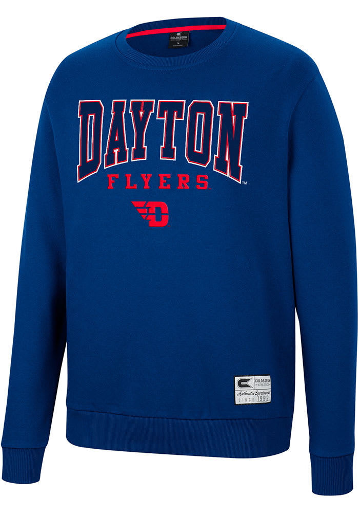Colosseum Dayton Flyers Mens Navy Blue Scholarship Fleece Long Sleeve Crew Sweatshirt