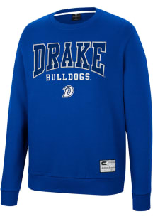 Colosseum Drake Bulldogs Mens Blue Scholarship Fleece Long Sleeve Crew Sweatshirt