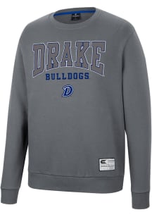 Colosseum Drake Bulldogs Mens Charcoal Scholarship Fleece Long Sleeve Crew Sweatshirt