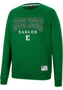 Colosseum Eastern Michigan Eagles Mens Green Scholarship Fleece Long Sleeve Crew Sweatshirt