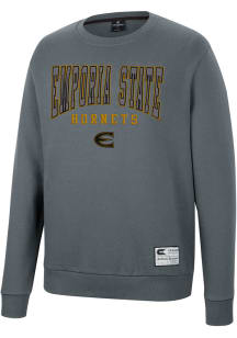 Colosseum Emporia State Hornets Mens Charcoal Scholarship Fleece Long Sleeve Crew Sweatshirt