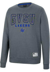 Colosseum Grand Valley State Lakers Mens Charcoal Scholarship Fleece Long Sleeve Crew Sweatshirt