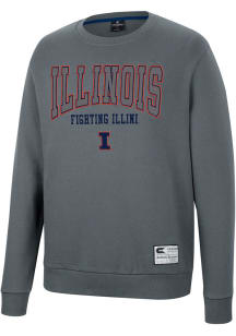 Colosseum Illinois Fighting Illini Mens Charcoal Scholarship Fleece Long Sleeve Crew Sweatshirt