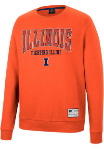 Colosseum Illinois Fighting Illini Mens Orange Scholarship Fleece Long Sleeve Crew Sweatshirt