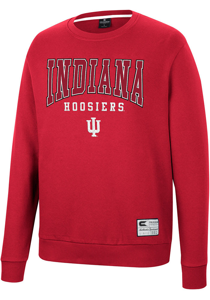 Colosseum Indiana Hoosiers Mens Crimson Scholarship Fleece Long Sleeve Crew Sweatshirt