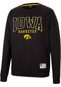 Colosseum Iowa Hawkeyes Mens Black Scholarship Fleece Long Sleeve Crew Sweatshirt