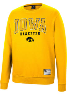 Colosseum Iowa Hawkeyes Mens Gold Scholarship Fleece Long Sleeve Crew Sweatshirt