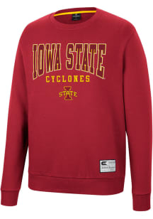 Colosseum Iowa State Cyclones Mens Cardinal Scholarship Fleece Long Sleeve Crew Sweatshirt