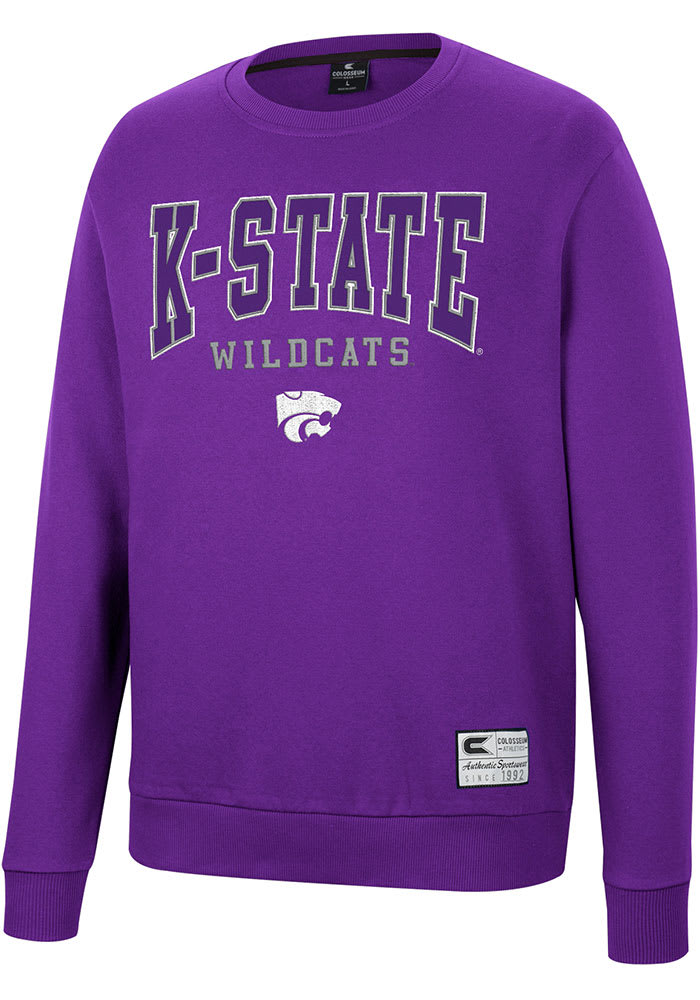 Colosseum K-State Wildcats Mens Purple Scholarship Fleece Long Sleeve Crew Sweatshirt