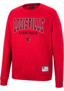 Colosseum Louisville Cardinals Mens Red Scholarship Fleece Long Sleeve Crew Sweatshirt