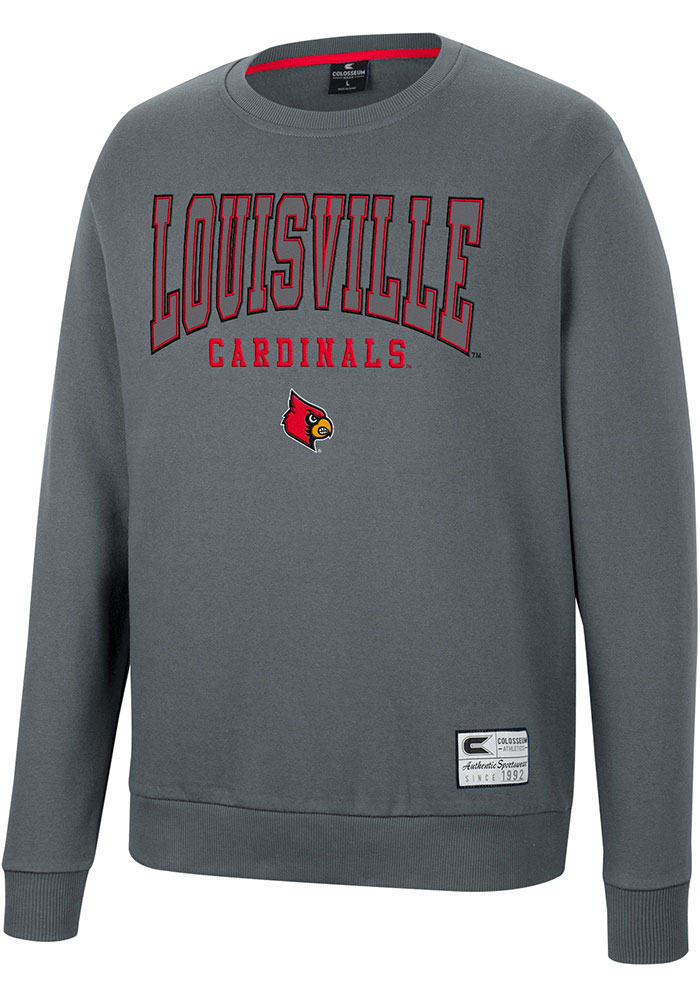 Men's Colosseum White Louisville Cardinals Arch & Logo Crew Neck Sweatshirt Size: Medium