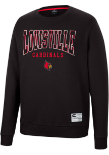 Colosseum Louisville Cardinals Mens Black Scholarship Fleece Long Sleeve Crew Sweatshirt