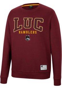 Colosseum Loyola Ramblers Mens Maroon Scholarship Fleece Long Sleeve Crew Sweatshirt