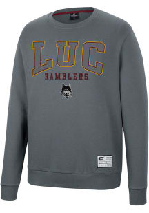 Colosseum Loyola Ramblers Mens Charcoal Scholarship Fleece Long Sleeve Crew Sweatshirt