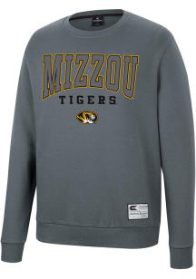 Colosseum Missouri Tigers Mens Charcoal Scholarship Fleece Long Sleeve Crew Sweatshirt