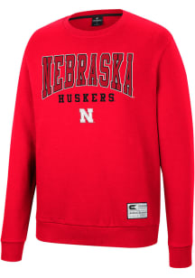Colosseum Nebraska Cornhuskers Mens Red Scholarship Fleece Long Sleeve Crew Sweatshirt