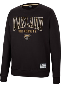 Colosseum Oakland University Golden Grizzlies Mens Black Scholarship Fleece Long Sleeve Crew Swe..