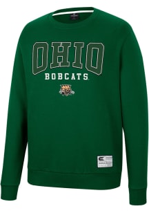 Colosseum Ohio Bobcats Mens Green Scholarship Fleece Long Sleeve Crew Sweatshirt