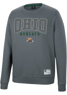 Colosseum Ohio Bobcats Mens Charcoal Scholarship Fleece Long Sleeve Crew Sweatshirt