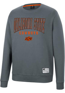 Colosseum Oklahoma State Cowboys Mens Charcoal Scholarship Fleece Long Sleeve Crew Sweatshirt