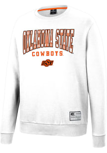 Colosseum Oklahoma State Cowboys Mens White Scholarship Fleece Long Sleeve Crew Sweatshirt