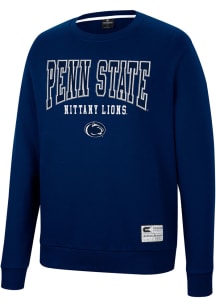 Colosseum Penn State Nittany Lions Mens Navy Blue Scholarship Fleece Long Sleeve Crew Sweatshirt