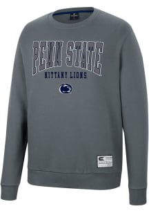 Colosseum Penn State Nittany Lions Mens Charcoal Scholarship Fleece Long Sleeve Crew Sweatshirt