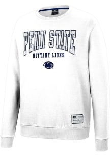 Colosseum Penn State Nittany Lions Mens White Scholarship Fleece Long Sleeve Crew Sweatshirt
