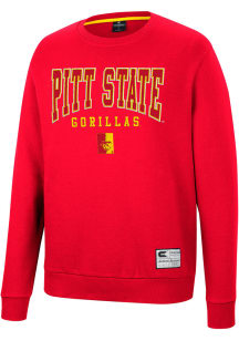 Colosseum Pitt State Gorillas Mens Red Scholarship Fleece Long Sleeve Crew Sweatshirt