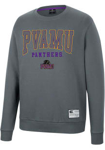 Colosseum Prairie View A&amp;M Panthers Mens Charcoal Scholarship Fleece Long Sleeve Crew Sweatshirt