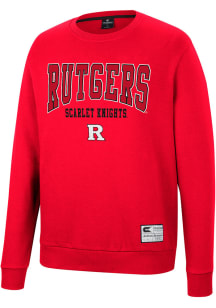 Colosseum Rutgers Scarlet Knights Mens Red Scholarship Fleece Long Sleeve Crew Sweatshirt