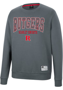 Colosseum Rutgers Scarlet Knights Mens Charcoal Scholarship Fleece Long Sleeve Crew Sweatshirt
