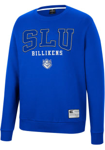 Colosseum Saint Louis Billikens Mens Blue Scholarship Fleece Long Sleeve Crew Sweatshirt