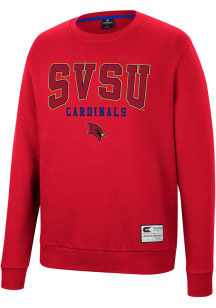 Colosseum Saginaw Valley State Cardinals Mens Red Scholarship Fleece Long Sleeve Crew Sweatshirt