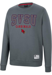 Colosseum Saginaw Valley State Cardinals Mens Charcoal Scholarship Fleece Long Sleeve Crew Sweat..