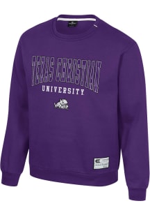 Colosseum TCU Horned Frogs Mens Purple Scholarship Fleece Long Sleeve Crew Sweatshirt