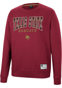 Colosseum Texas State Bobcats Mens Maroon Scholarship Fleece Long Sleeve Crew Sweatshirt