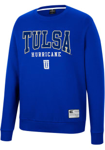 Colosseum Tulsa Golden Hurricane Mens Blue Scholarship Fleece Long Sleeve Crew Sweatshirt