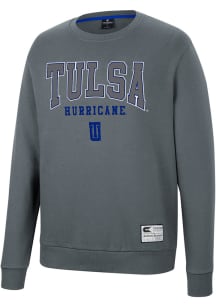 Colosseum Tulsa Golden Hurricane Mens Charcoal Scholarship Fleece Long Sleeve Crew Sweatshirt