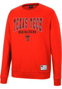 Colosseum Texas Tech Red Raiders Mens Red Scholarship Fleece Long Sleeve Crew Sweatshirt