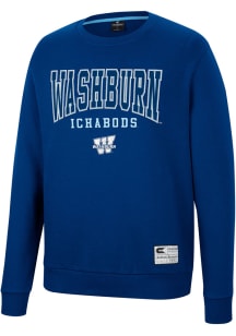 Colosseum Washburn Ichabods Mens Navy Blue Scholarship Fleece Long Sleeve Crew Sweatshirt