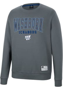 Colosseum Washburn Ichabods Mens Charcoal Scholarship Fleece Long Sleeve Crew Sweatshirt