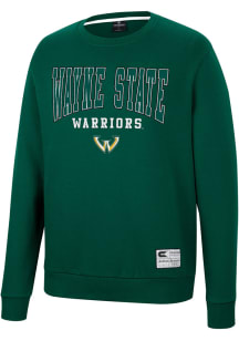 Colosseum Wayne State Warriors Mens Green Scholarship Fleece Long Sleeve Crew Sweatshirt